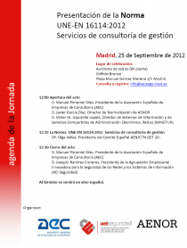 Presentación de la Norma UNE-EN 16114:2012 Servicios de consultoría de gestión